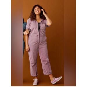 CARVE DESIGNS Nyla Twill Relaxed Fit Jumpsuit Mauve, Size Large